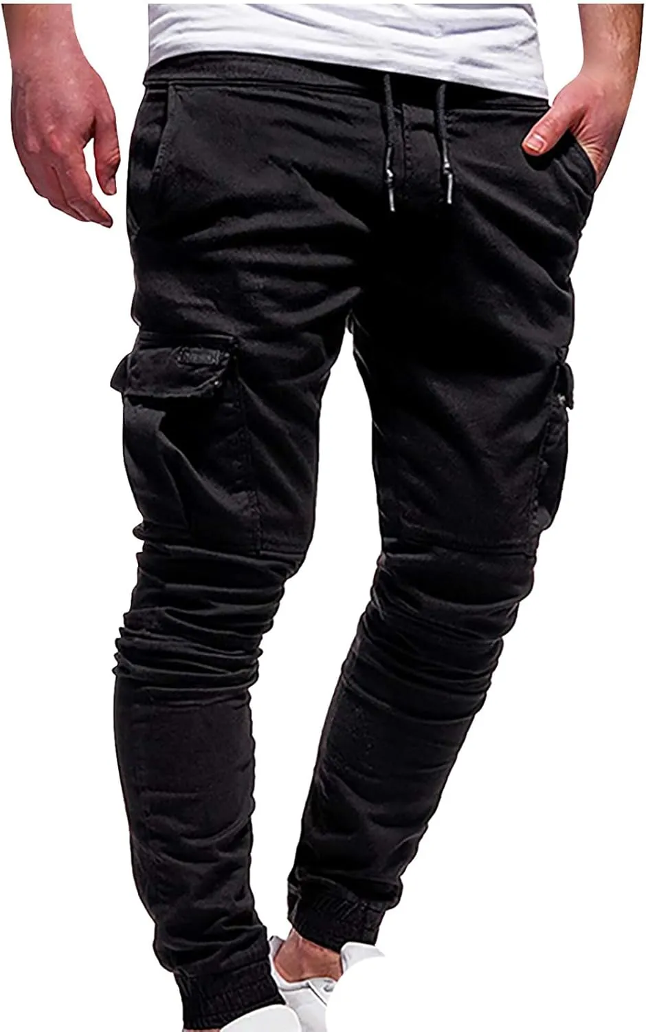 Mens Casual Joggers Pants Slim Fit Stretch Drawstring Cargo Pants Hiking Outdoor Track Jogging Sweatpants