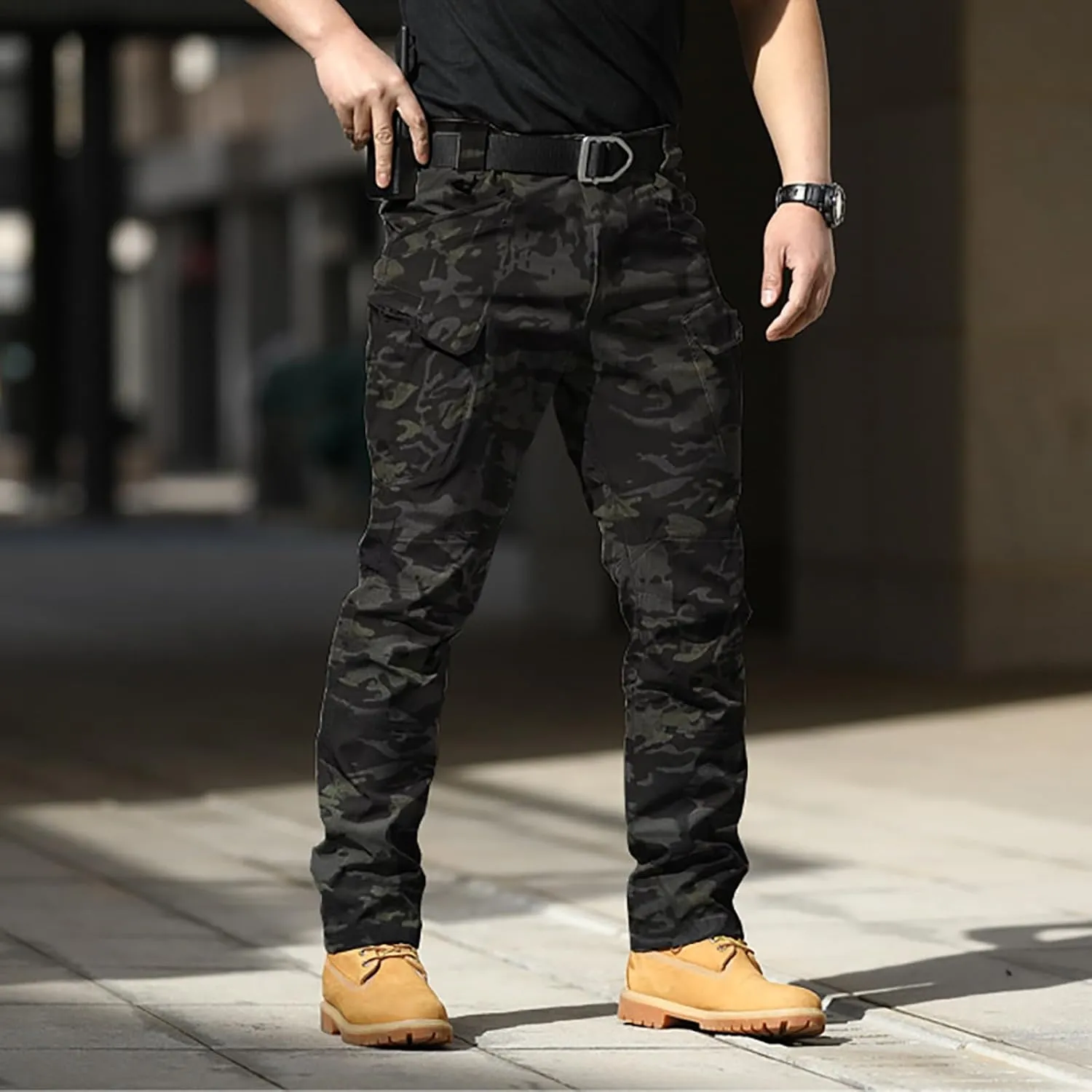 Mens Cotton Athletic Pants Multi Pocket Cargo Pants Men's Casual Pants Outdoor Wear Plus Size Running Jogging Pants