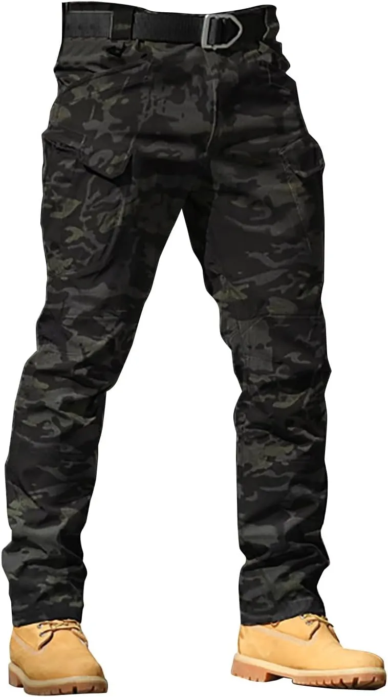 Mens Cotton Athletic Pants Multi Pocket Cargo Pants Men's Casual Pants Outdoor Wear Plus Size Running Jogging Pants