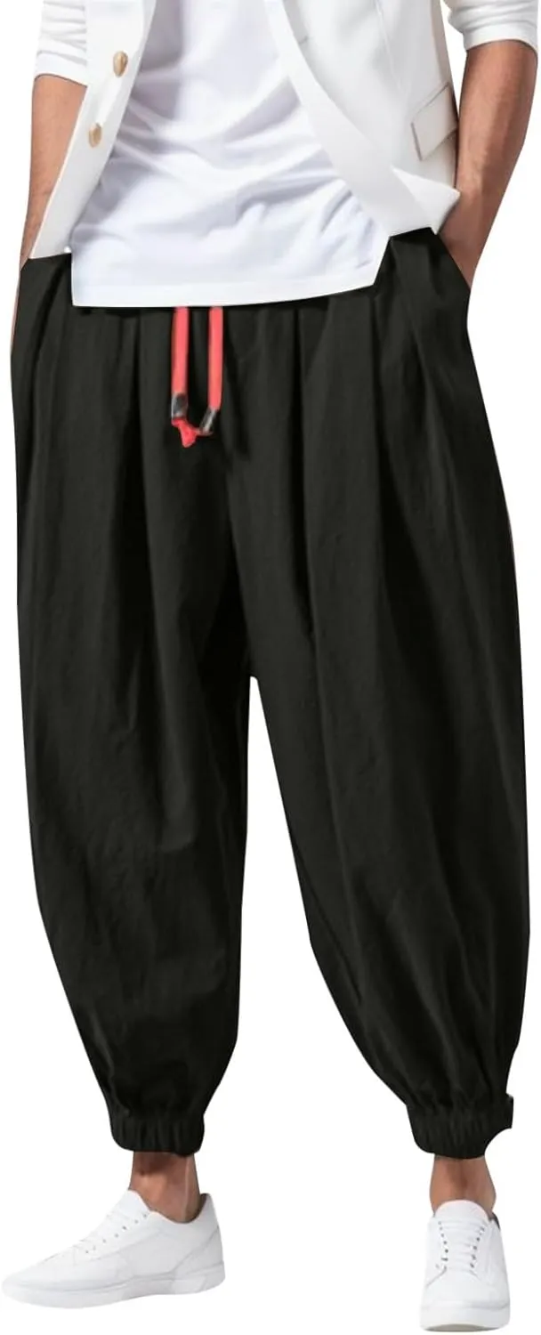 Mens Fashion Casual Pants Harlan Pants Wide Leg Trousers with Pockers Solid Color Long Pants Hiking Outdoor Joggers