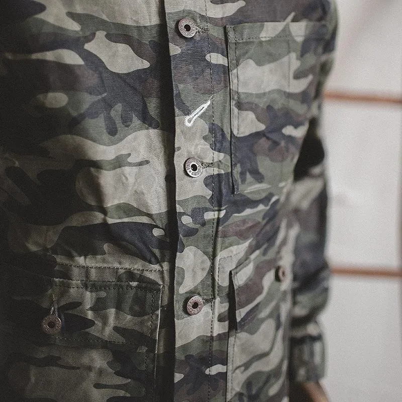 Men's Vintage  Camouflage Waxed Canvas Jacket