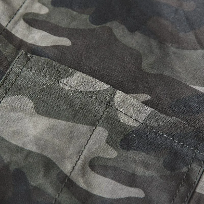 Men's Vintage  Camouflage Waxed Canvas Jacket