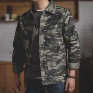 Men's Vintage  Camouflage Waxed Canvas Jacket