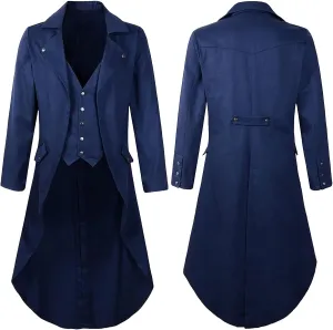 Mens Vintage Tailcoat Jacket, Gothic Victorian Frock Dress Coat, Steampunk Medieval Victorian Halloween Costume