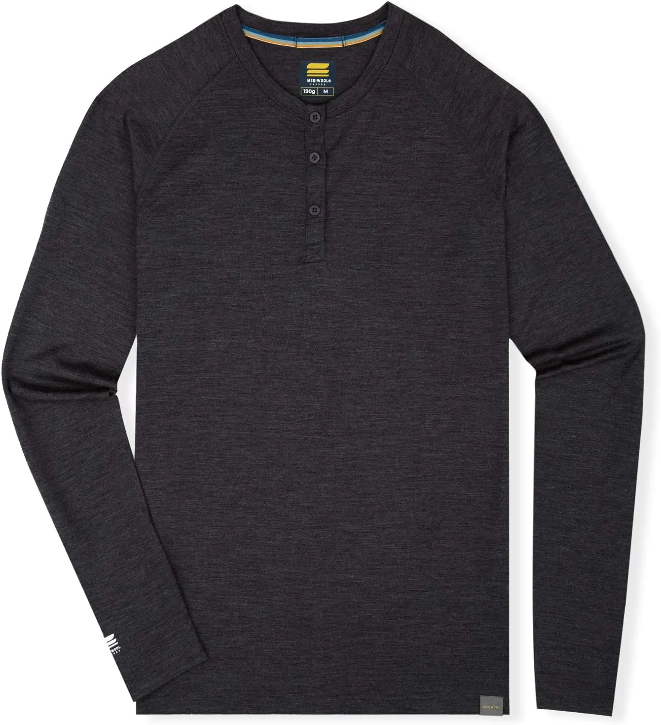 MERIWOOL Men's Base Layer Long Sleeve Henley - Lightweight Merino Wool Thermal