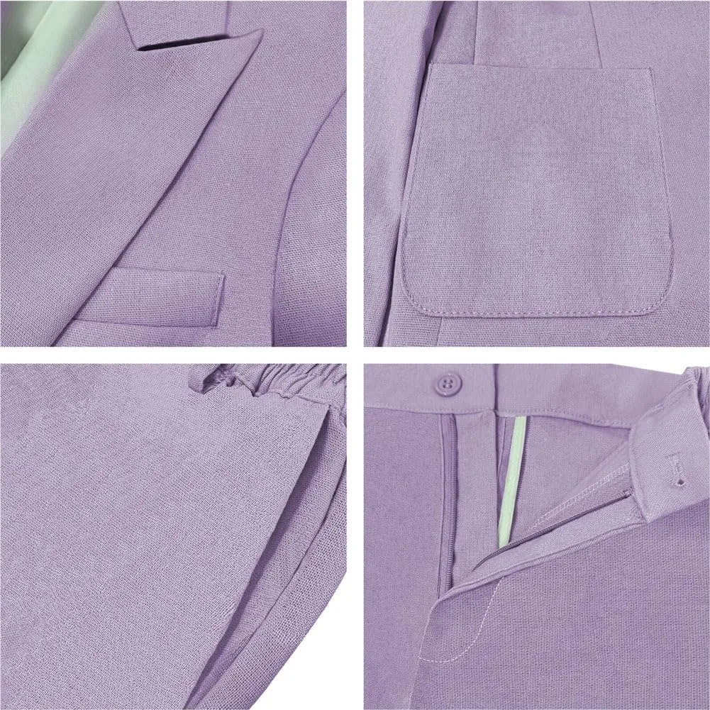 Mi Bo Tong Boys Linen Suit Wedding 2 PC Kids Linen Suit Summer Boys Formal Tuxedos Ring Bearer Outfit