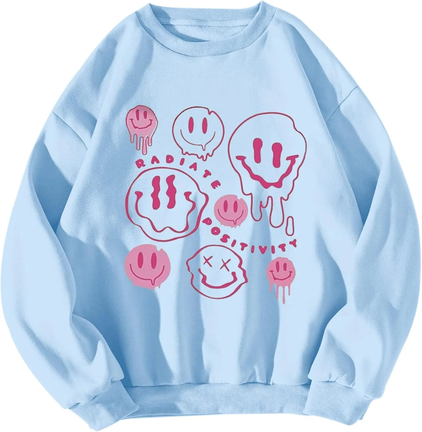 MISSACTIVER Women's Funny Graphic Oversized Sweatshirts Solid Casual Crewneck Long Sleeve Drop Shoulder Fleece Pullover Top