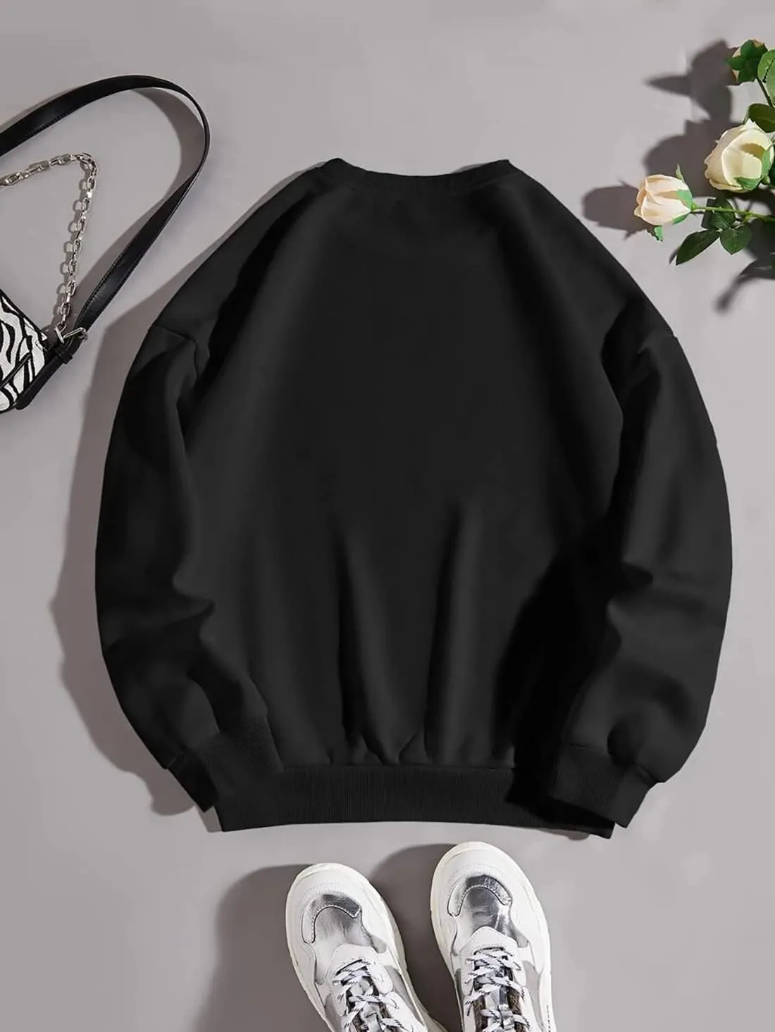 MISSACTIVER Women's Funny Graphic Oversized Sweatshirts Solid Casual Crewneck Long Sleeve Drop Shoulder Fleece Pullover Top