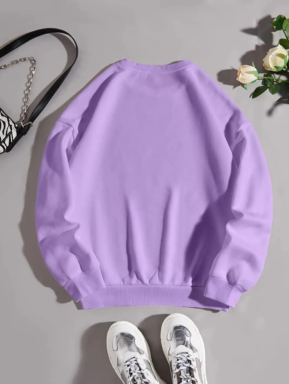 MISSACTIVER Women's Funny Graphic Oversized Sweatshirts Solid Casual Crewneck Long Sleeve Drop Shoulder Fleece Pullover Top