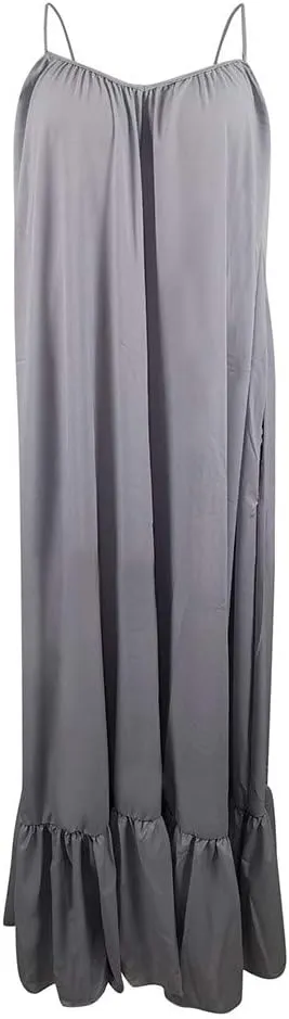 NaRHbrg Plus Size Women's Casual Loose Sundress Long Dress Sleeveless Maxi Dresses Summer Beach Flowy Dress with Pockets