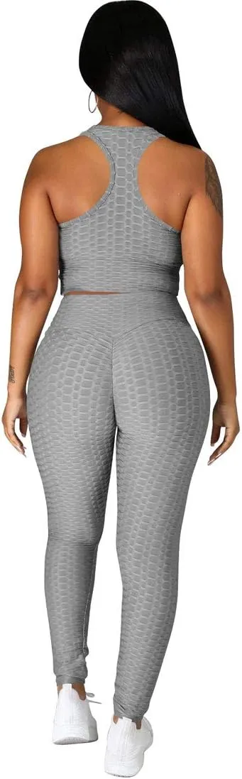 Nimsruc Workout Sets For Women 2 Piece Outfits Sexy Summer Sweatsuits Jogging Suits Casual Bodycon Tracksuits