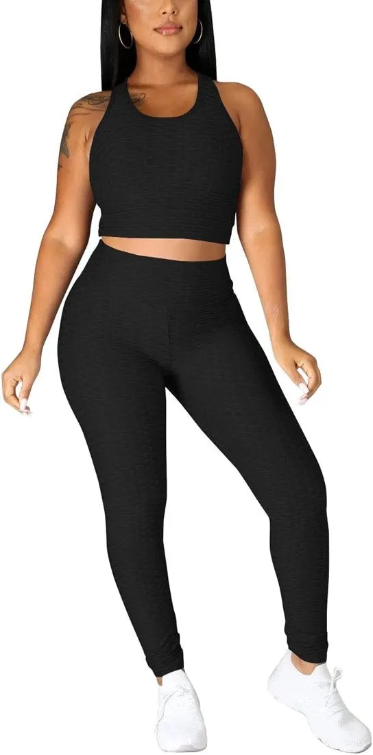 Nimsruc Workout Sets For Women 2 Piece Outfits Sexy Summer Sweatsuits Jogging Suits Casual Bodycon Tracksuits