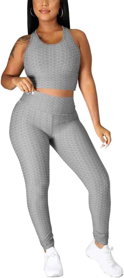 Nimsruc Workout Sets For Women 2 Piece Outfits Sexy Summer Sweatsuits Jogging Suits Casual Bodycon Tracksuits