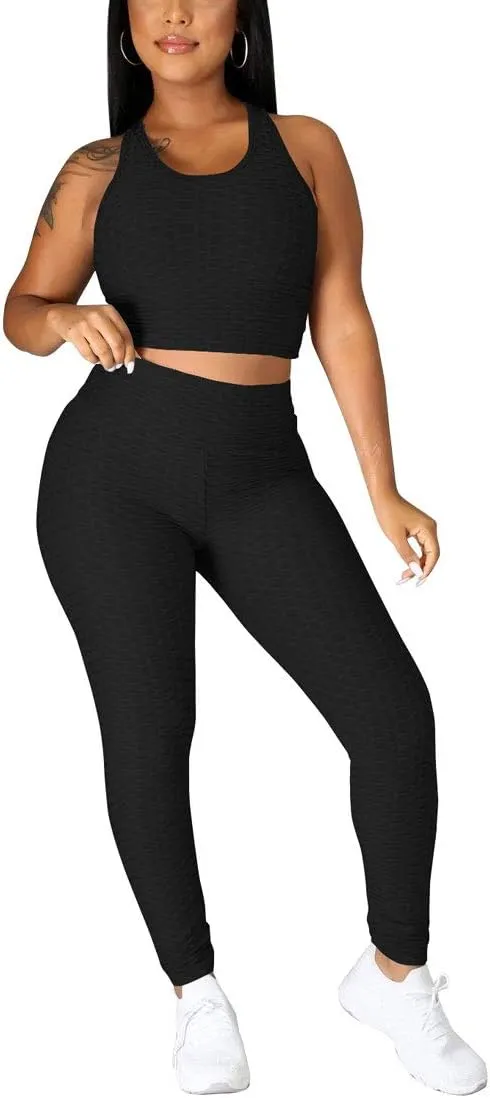 Nimsruc Workout Sets For Women 2 Piece Outfits Sexy Summer Sweatsuits Jogging Suits Casual Bodycon Tracksuits