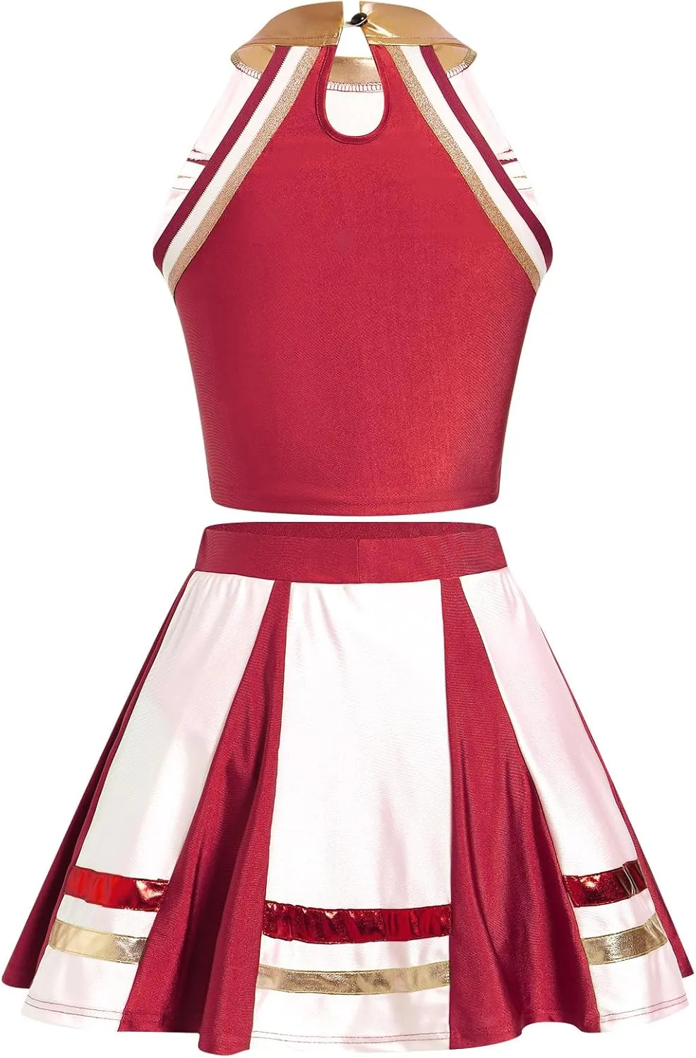 ODASDO Cheerleader Costume for Women Girls Cheer Outfit Adult Cheerleading Uniform Tank Tops   Pleated Skirt 2pcs Set