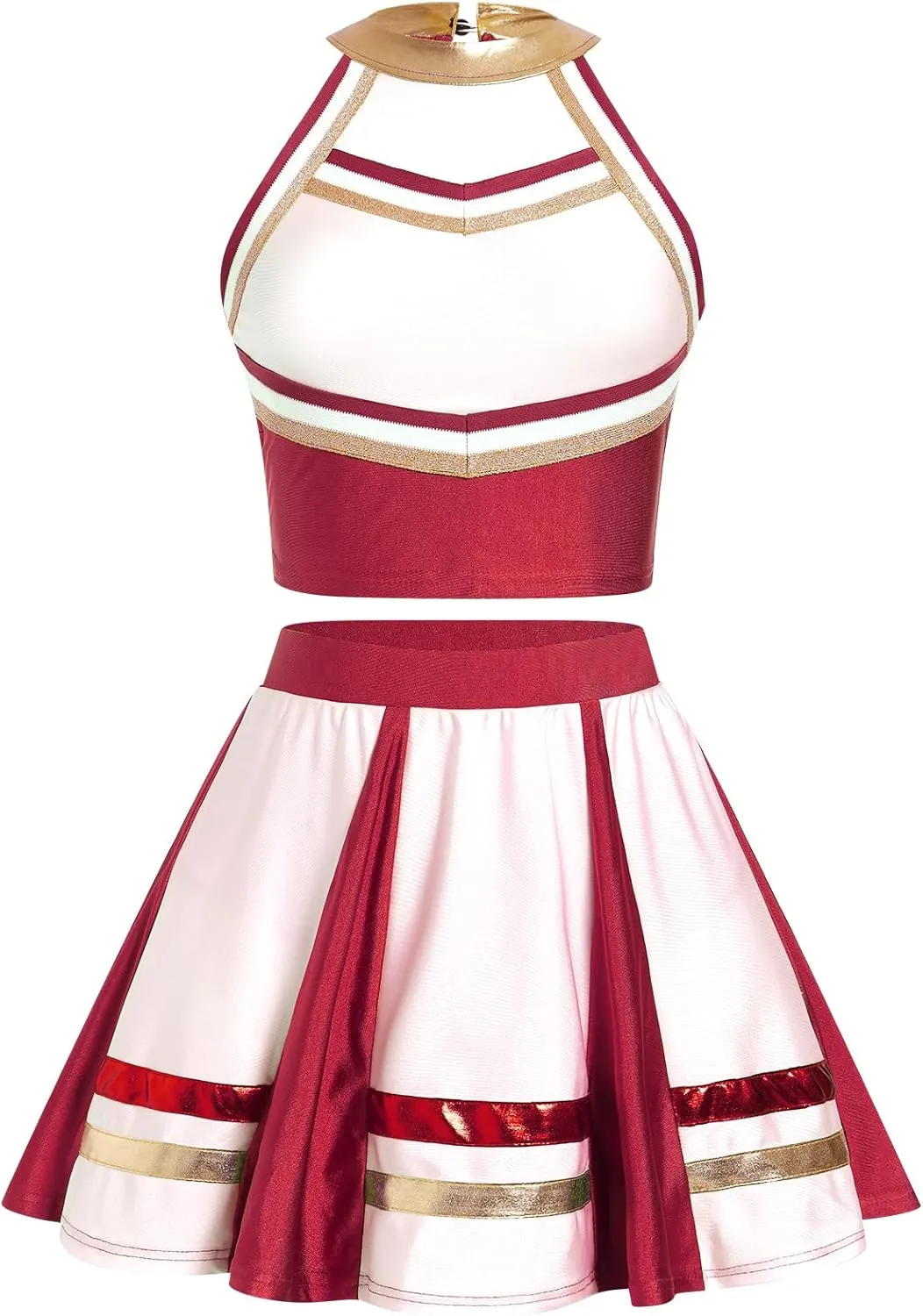 ODASDO Cheerleader Costume for Women Girls Cheer Outfit Adult Cheerleading Uniform Tank Tops   Pleated Skirt 2pcs Set