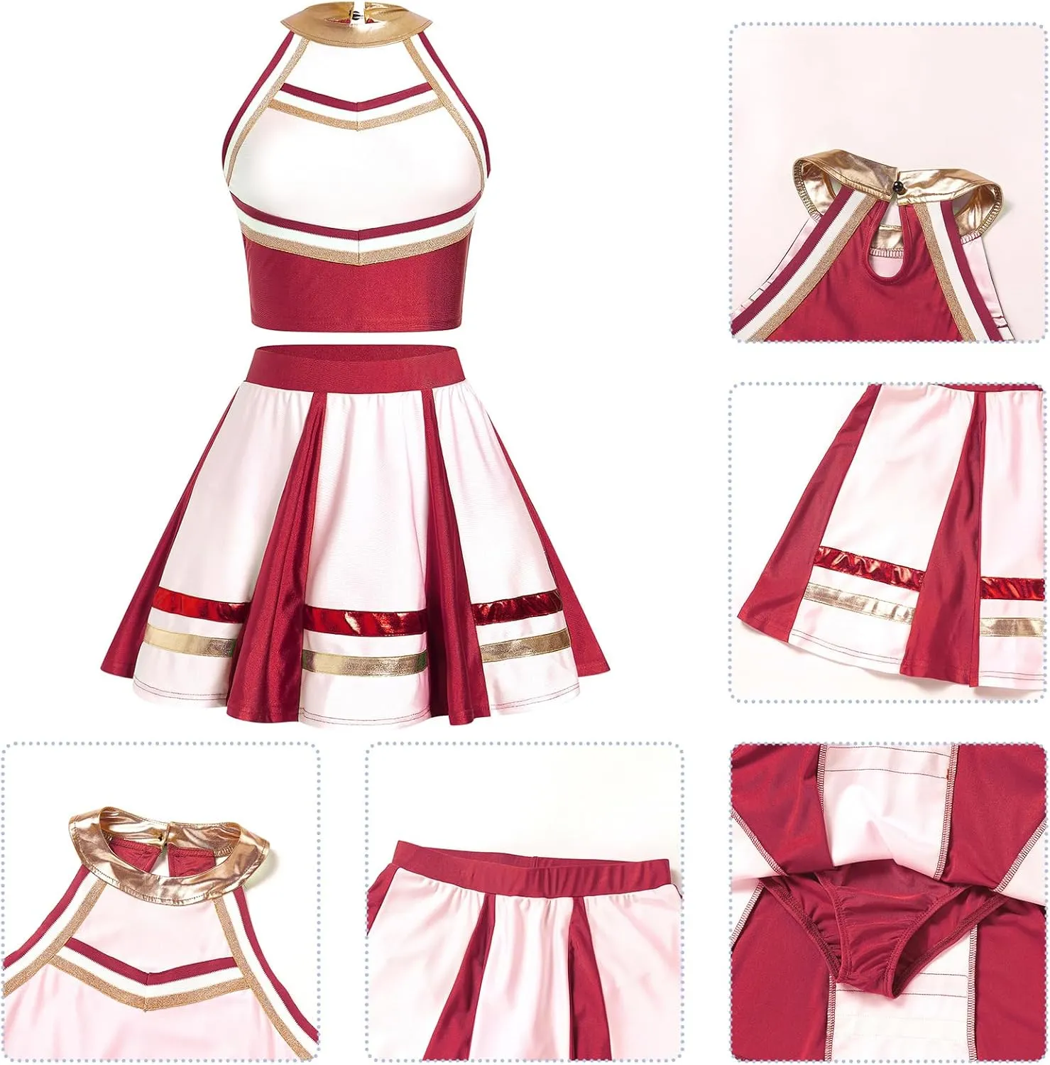 ODASDO Cheerleader Costume for Women Girls Cheer Outfit Adult Cheerleading Uniform Tank Tops   Pleated Skirt 2pcs Set