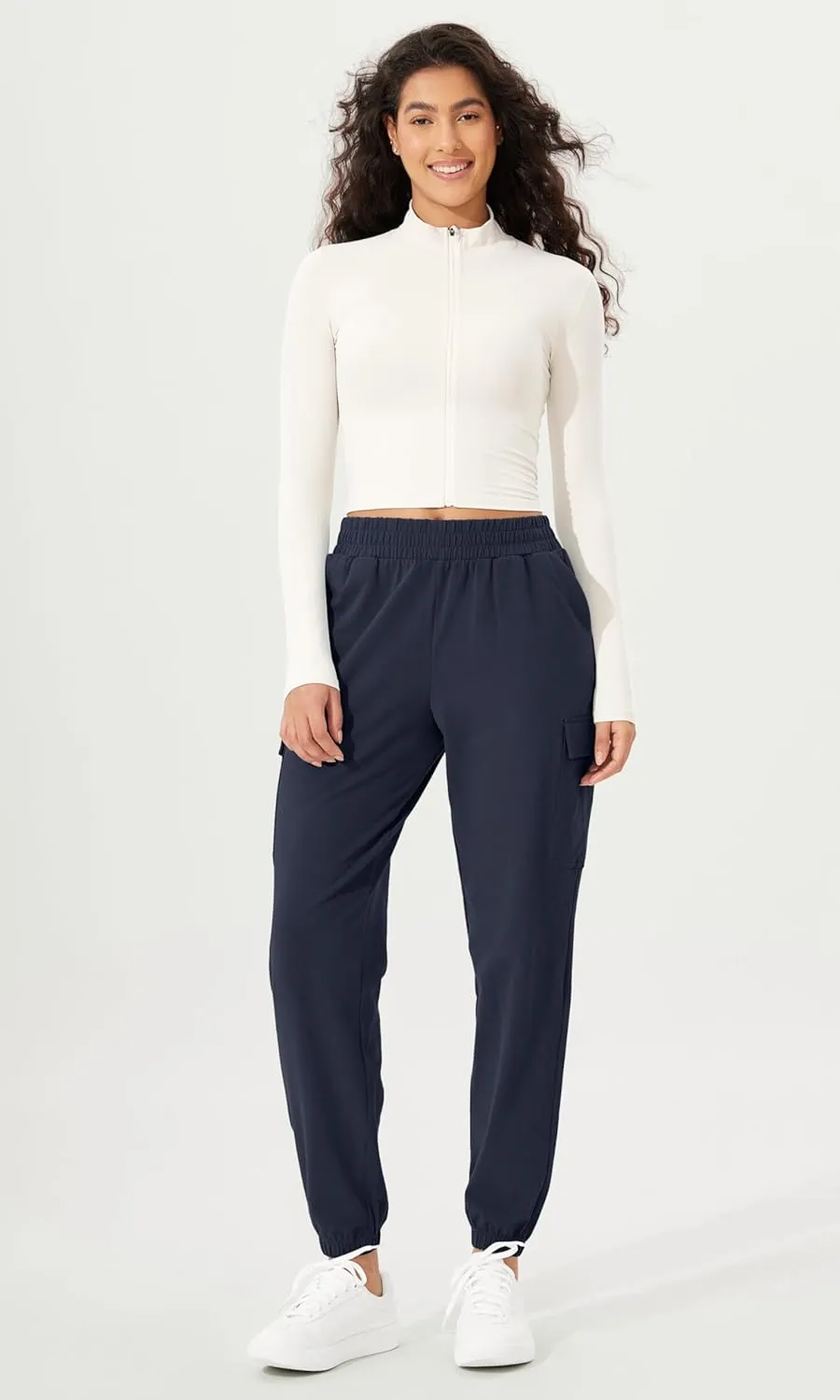 ODODOS Cargo Jogger Pants for Women Purevibe Cotton Mid Waist Track Cuff Lounge Sweatpant with Pockets