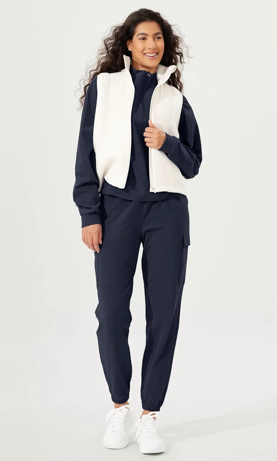 ODODOS Cargo Jogger Pants for Women Purevibe Cotton Mid Waist Track Cuff Lounge Sweatpant with Pockets