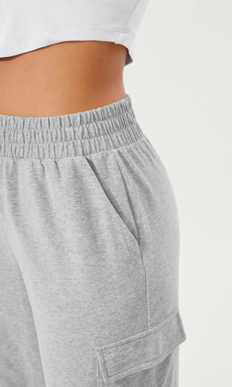 ODODOS Cargo Jogger Pants for Women Purevibe Cotton Mid Waist Track Cuff Lounge Sweatpant with Pockets