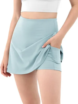 ODODOS Women's Athletic Tennis Skorts with Pockets Built-in Shorts Golf Active Skirts for Sports Running Gym Training