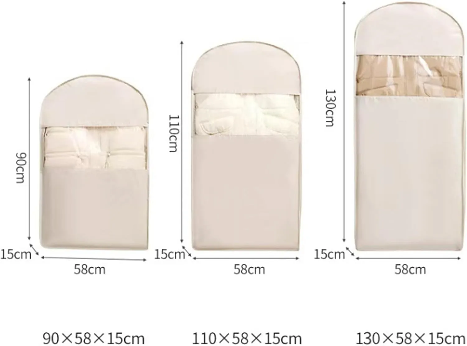 Otherwise Garment Bags For Hanging Clothes Space Saving With Self Compression Zipper, Otherwisie Storage Bags Dust Cover Clothes Bags For Down Coat For Closet Storage (Beige, M)