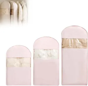 Otherwise Garment Bags, Space Saving Hanging Garment Bag with Self Compression Zipper, Down Coat Compression Dust Cover for Closet Storage (Pink,M L XL)