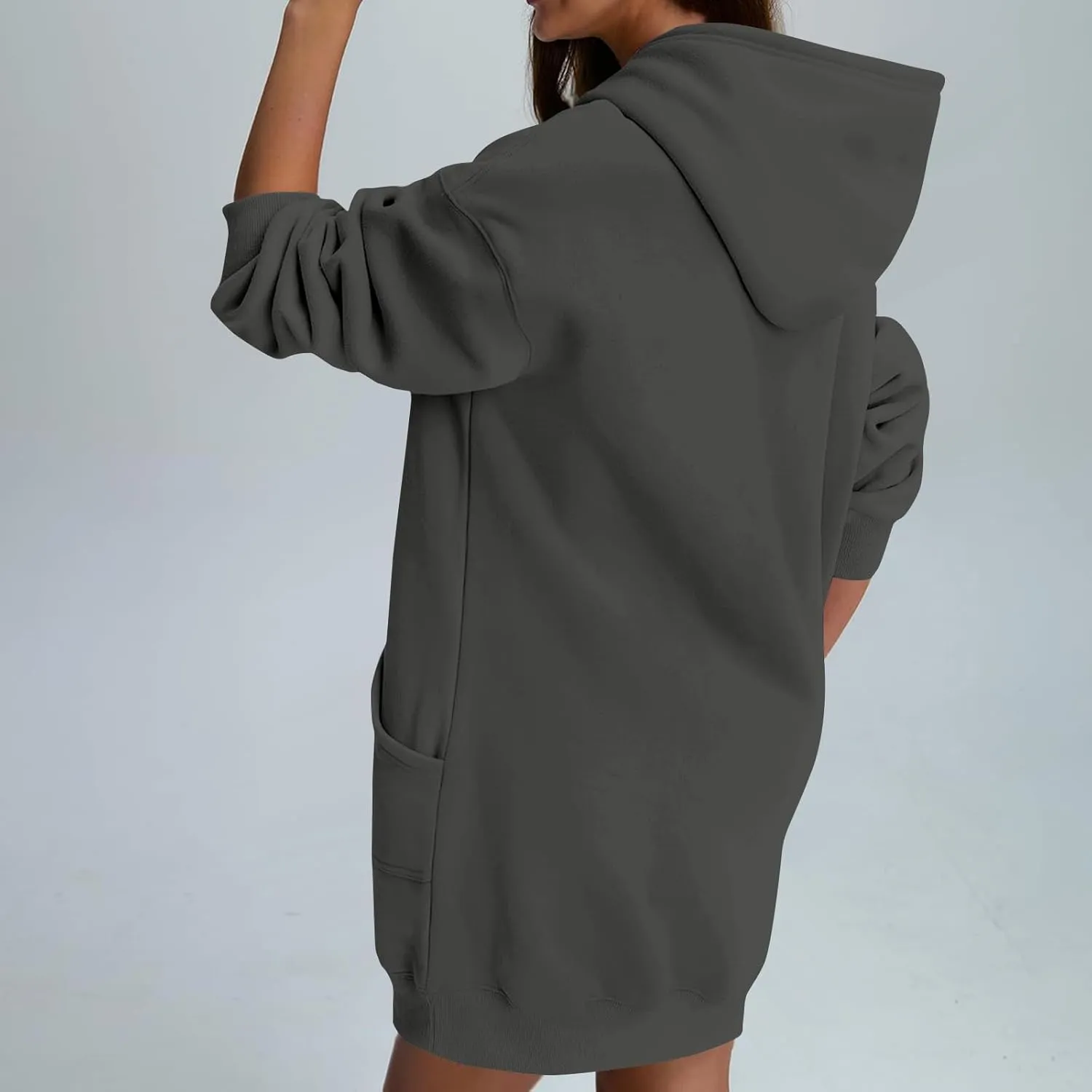 Oversized Hoodie Dress for Women Fleece Hooded Sweatshirt Dress with Pockets Cute Y2k Preppy Tunic Shift Mini Dresses