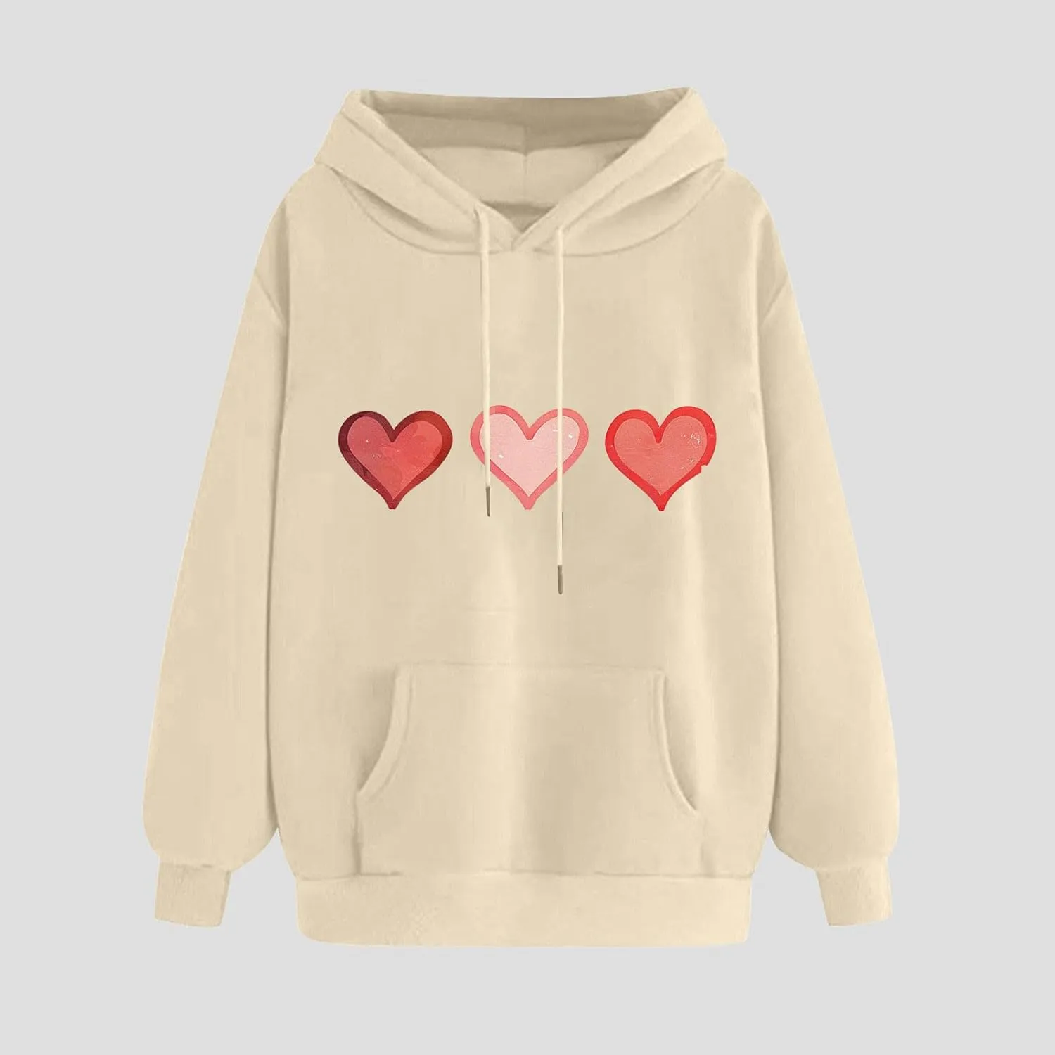 Oversized Sweatshirt for Women Funny Love Heart Print Hoodies Drop-shoulder Long Sleeve Pullover Tops with Pockets