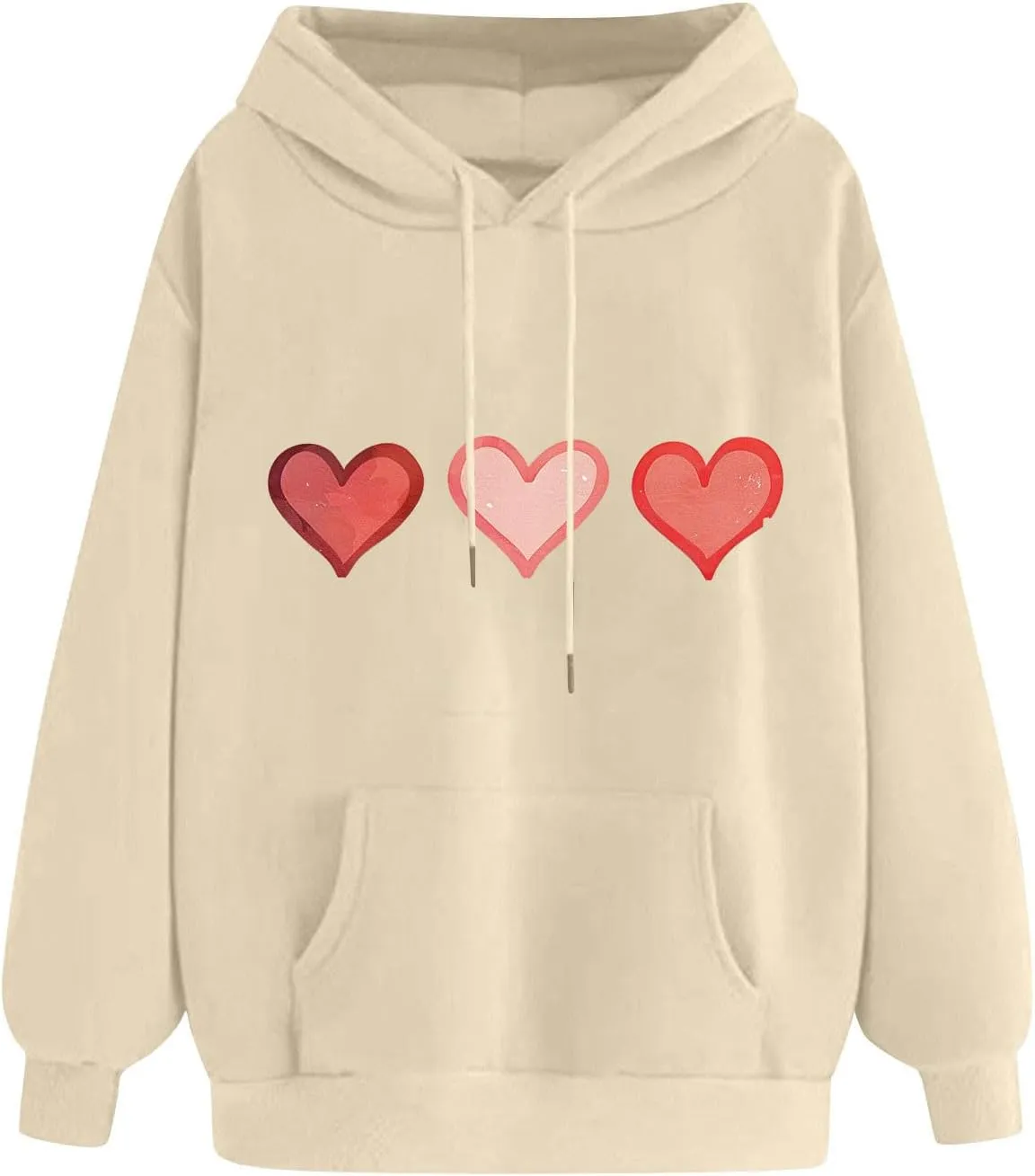 Oversized Sweatshirt for Women Funny Love Heart Print Hoodies Drop-shoulder Long Sleeve Pullover Tops with Pockets