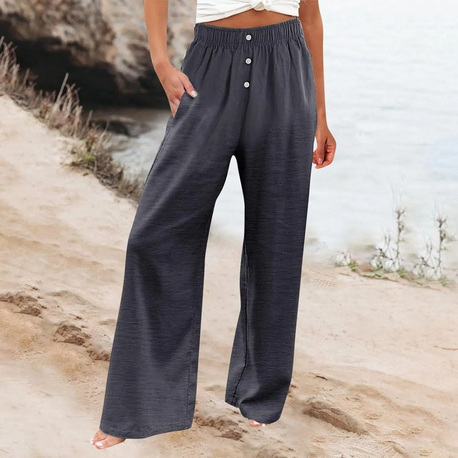 Pants for Women, Straight Leg Oversized High Waisted Pants Wide Casual Palazzo