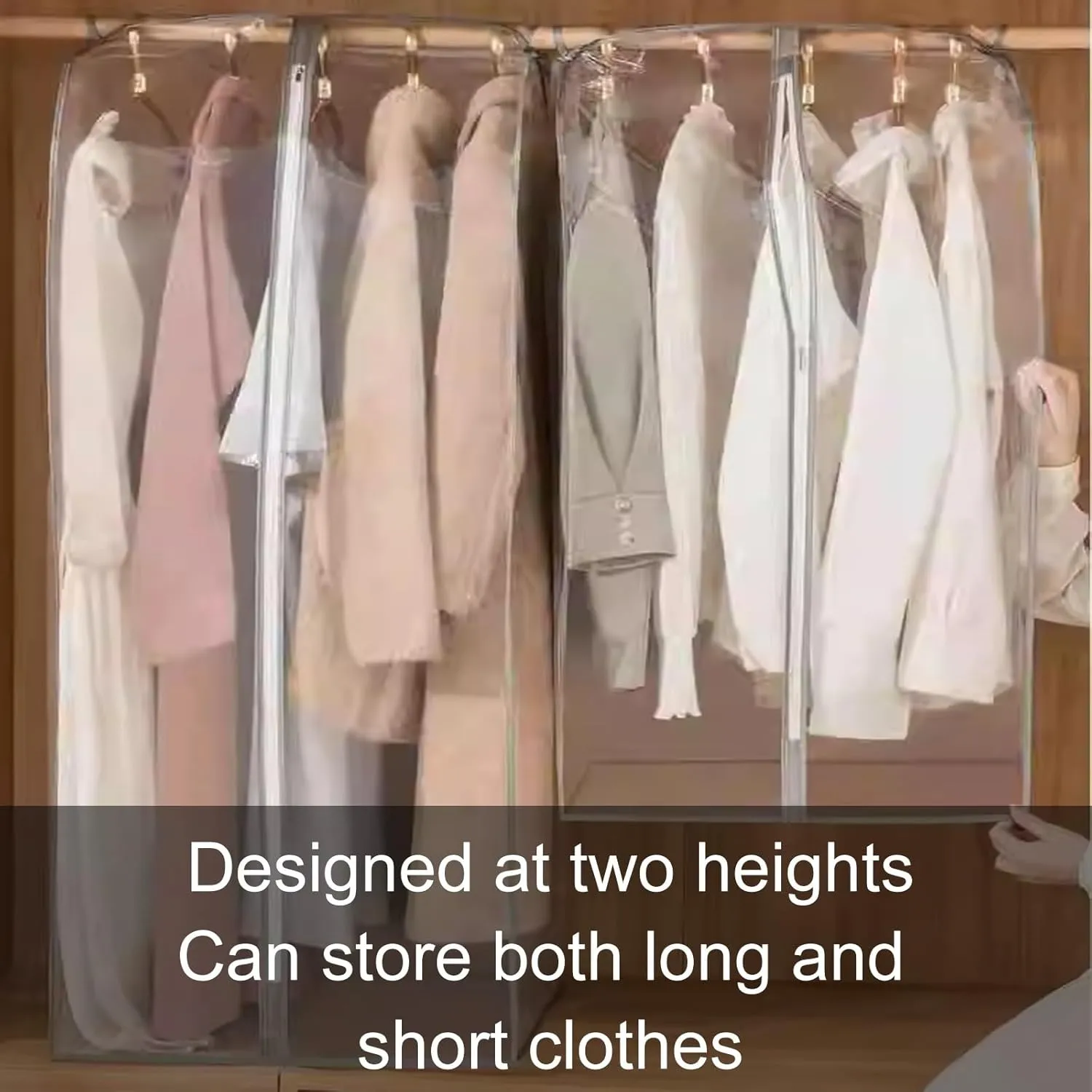 PEVA Garment Bags for Hanging Clothes, Fully Transparent Garment Bag, Large Capacity Suitable for Wardrobe Storage of Suits(25x50x90cm/10x20x35in)