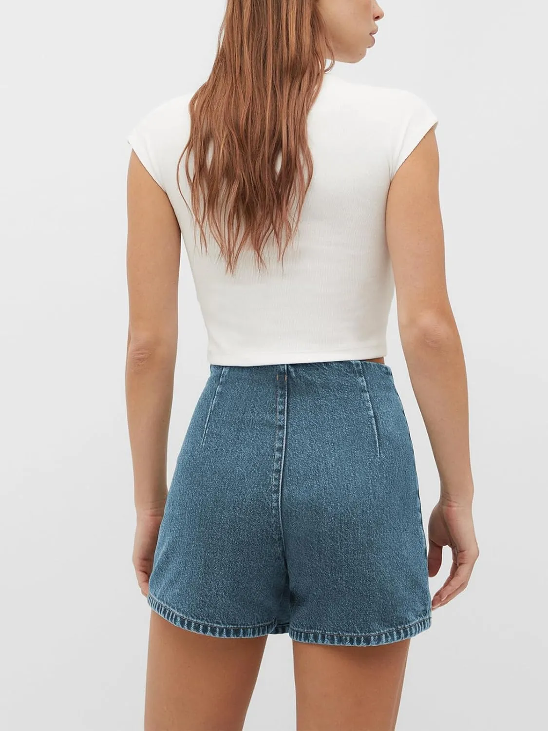 PLNOTME Womens Denim Skorts High Waisted Casual Summer Asymmetrical Hem Stretchy Criss Cross Jean Skirt Shorts