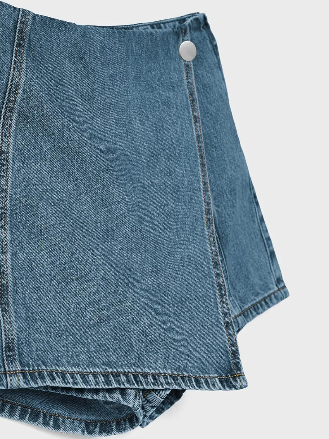PLNOTME Womens Denim Skorts High Waisted Casual Summer Asymmetrical Hem Stretchy Criss Cross Jean Skirt Shorts