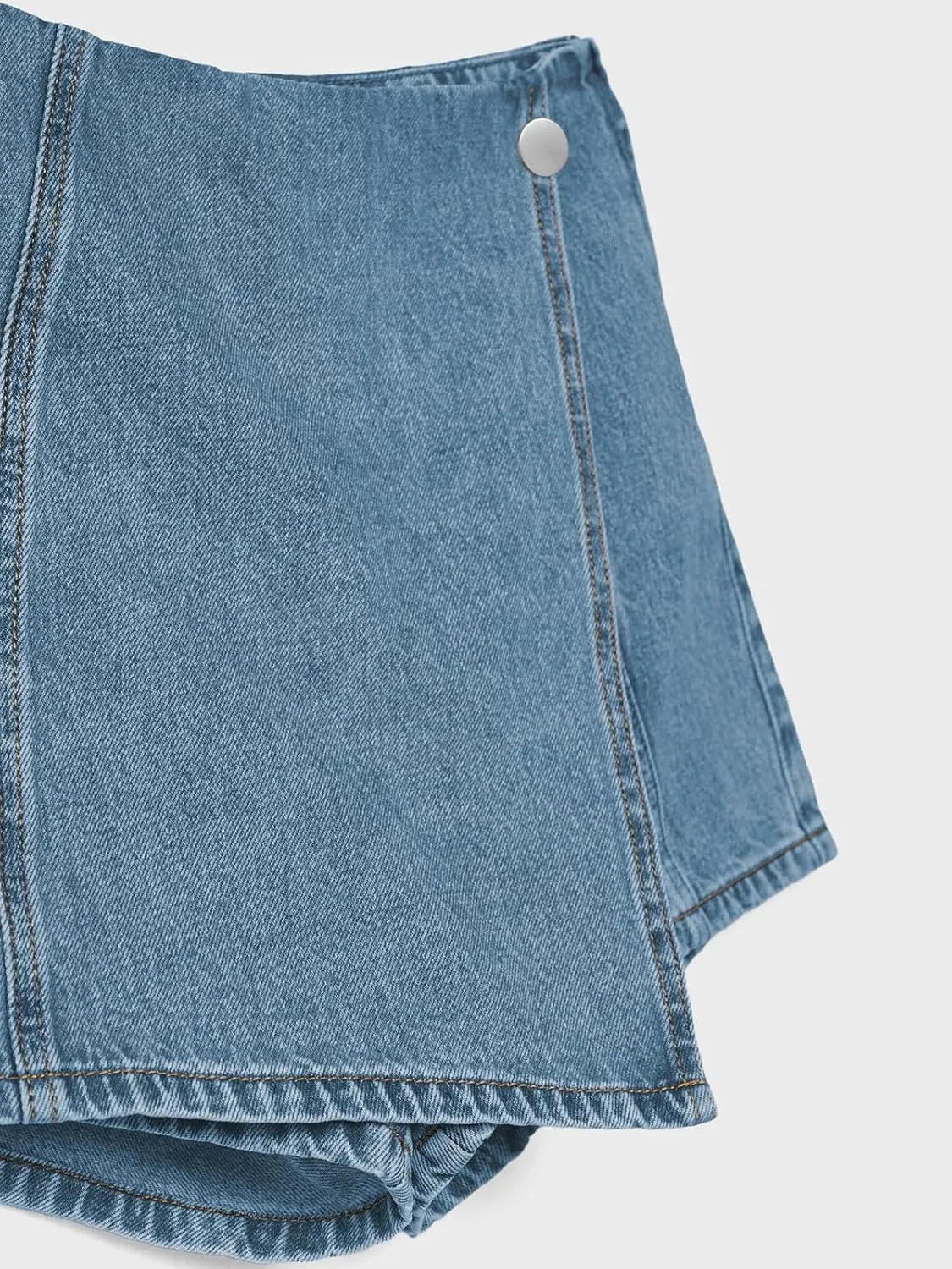 PLNOTME Womens Denim Skorts High Waisted Casual Summer Asymmetrical Hem Stretchy Criss Cross Jean Skirt Shorts