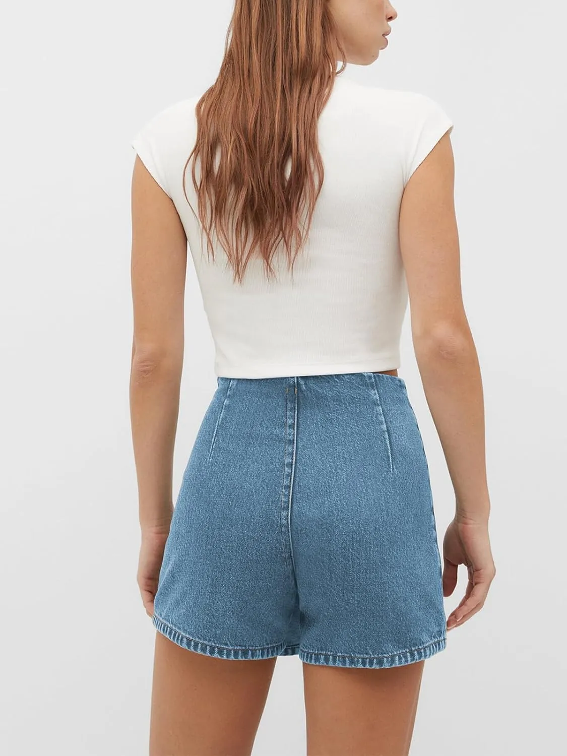 PLNOTME Womens Denim Skorts High Waisted Casual Summer Asymmetrical Hem Stretchy Criss Cross Jean Skirt Shorts