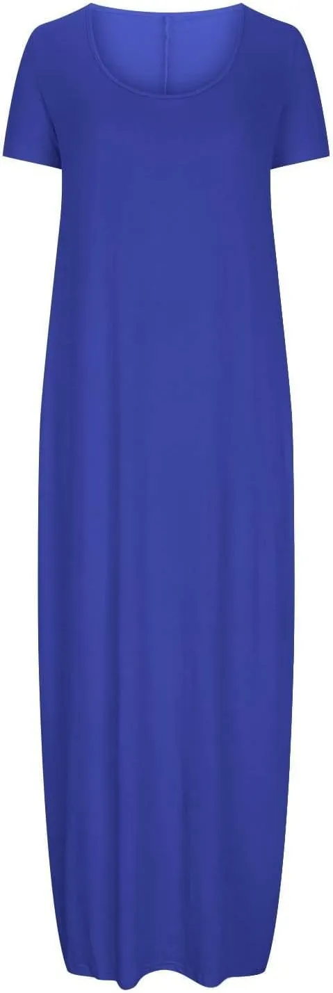 Plus Size Dresses for Curvy Women Loose Fit Round Neck Summer Beach Dresses Casual Flowy Maxi Tshirt Sundresses