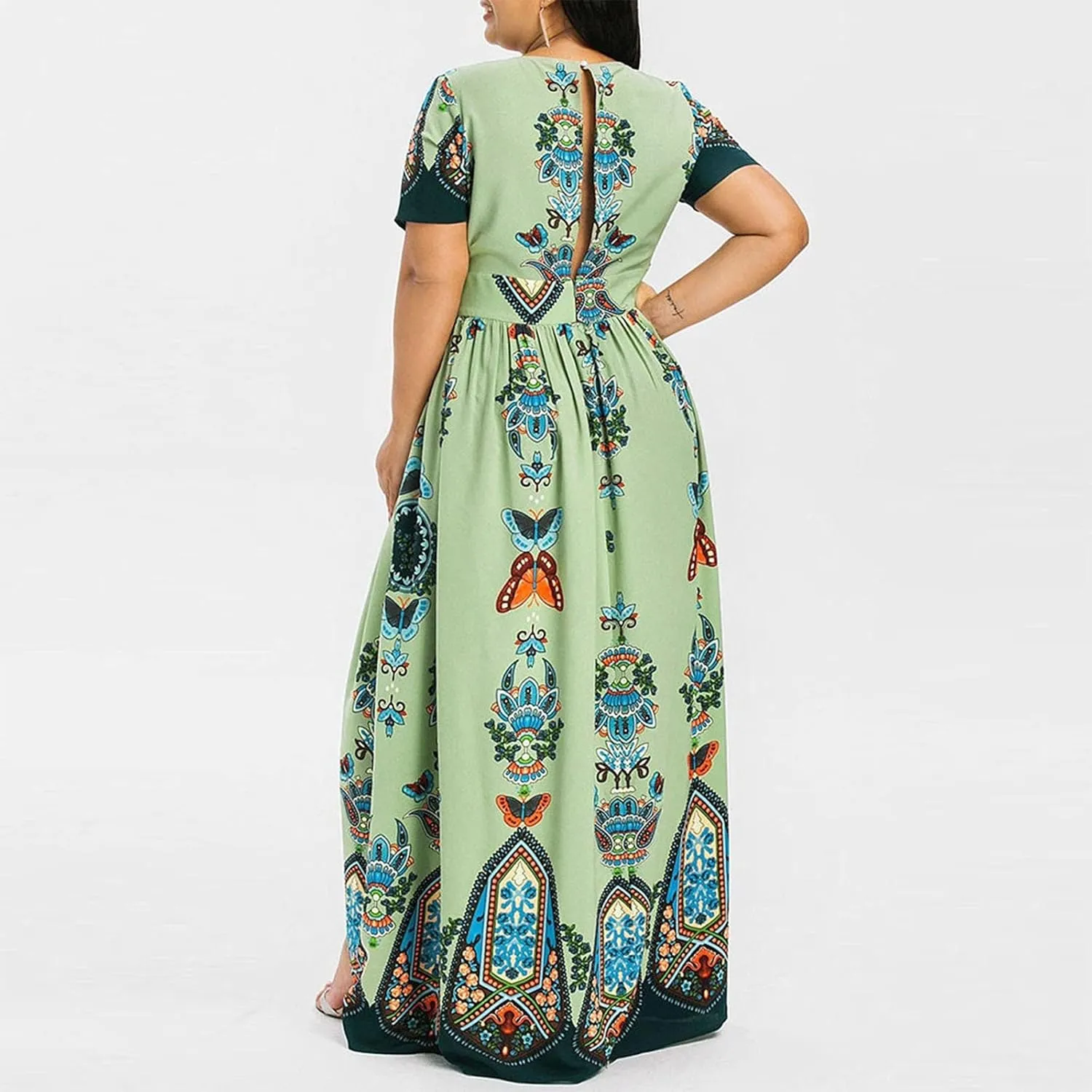 Plus Size Dresses for Women,2023 Summer Elegant Sexy Bodycon Wedding Guest Dress,Trendy Floral Boho Maxi Dress