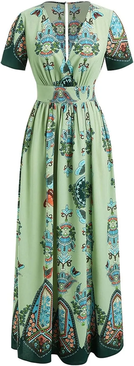 Plus Size Dresses for Women,2023 Summer Elegant Sexy Bodycon Wedding Guest Dress,Trendy Floral Boho Maxi Dress