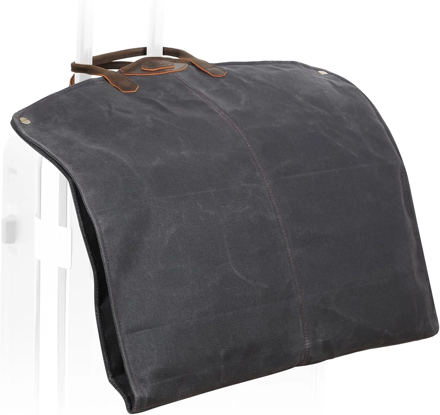 Polare 43 Waxed Canvas Full Grain Leather Trim Garment Bag for Travel, Large Carry on Business Suitcase Cover with YKK Zipper, Waterproof Hanging Suit Garment Cover with Handles,1 pack