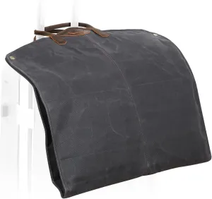 Polare 43 Waxed Canvas Full Grain Leather Trim Garment Bag for Travel, Large Carry on Business Suitcase Cover with YKK Zipper, Waterproof Hanging Suit Garment Cover with Handles,1 pack
