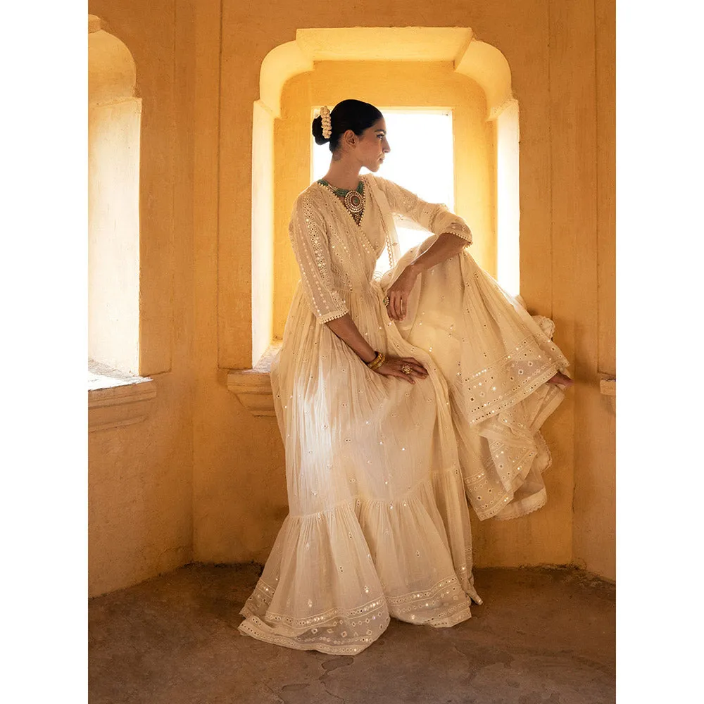 Preevin Off White All Three Angrakha (Set of 2)