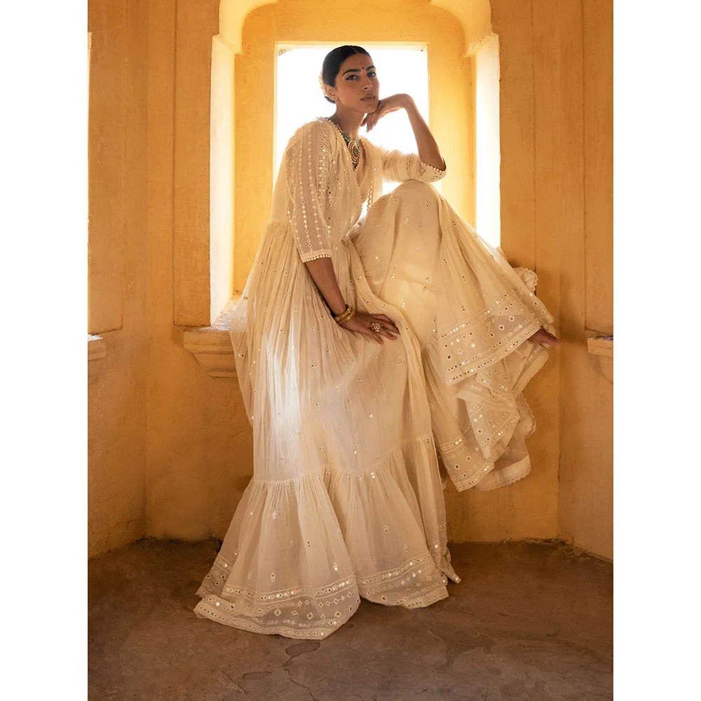 Preevin Off White All Three Angrakha (Set of 2)