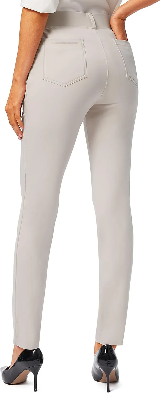 Rammus Womens Yoga Dress Pants with Pockets Stretch Work Leggings for Women Pull On Skinny Slacks for Business Office Casual