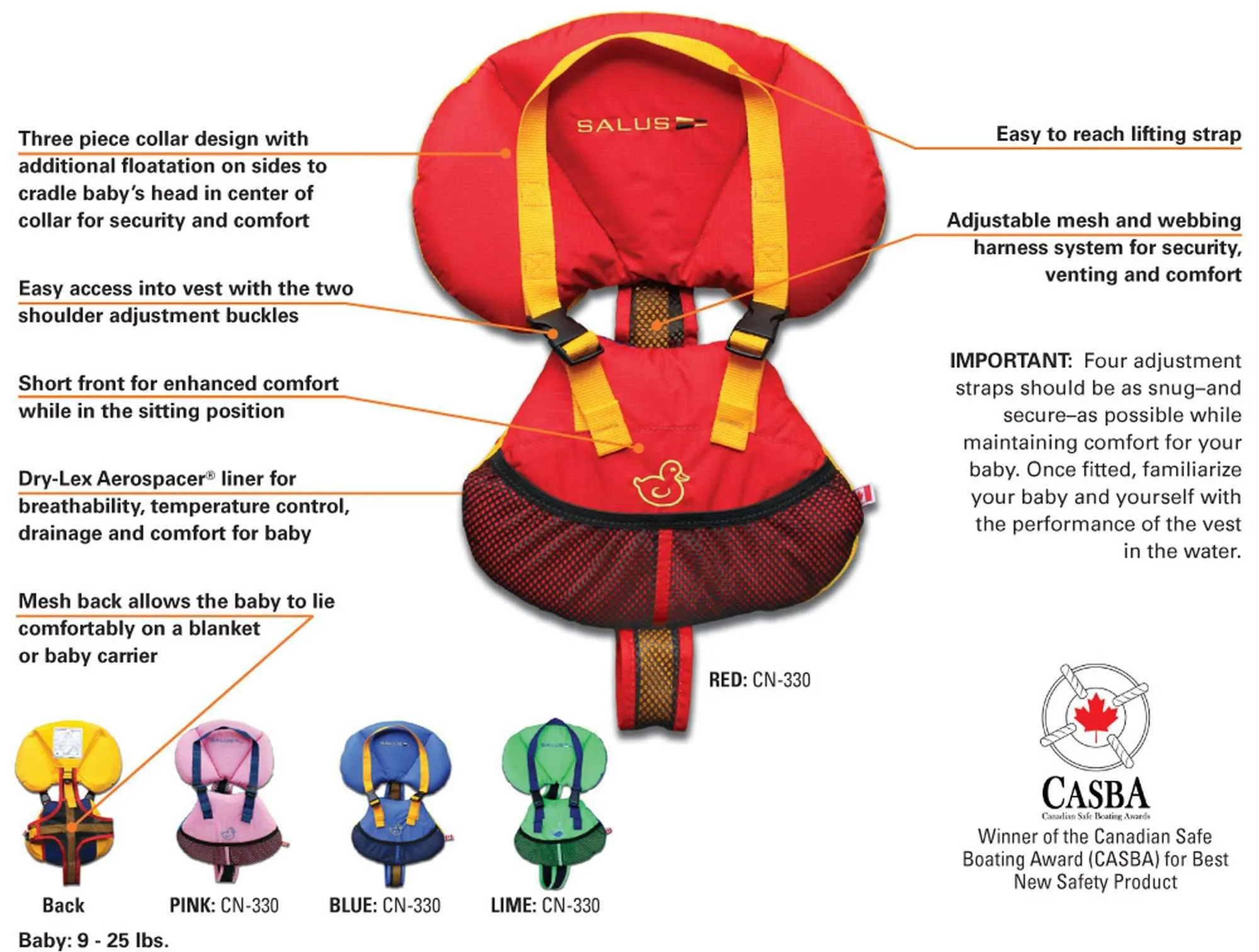 SALUS Bijoux Baby Vest 9-25 lbs - Red