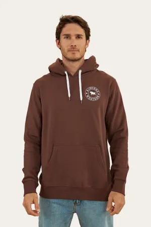 Signature Bull Mens Pullover Hoodie - Chocolate/White