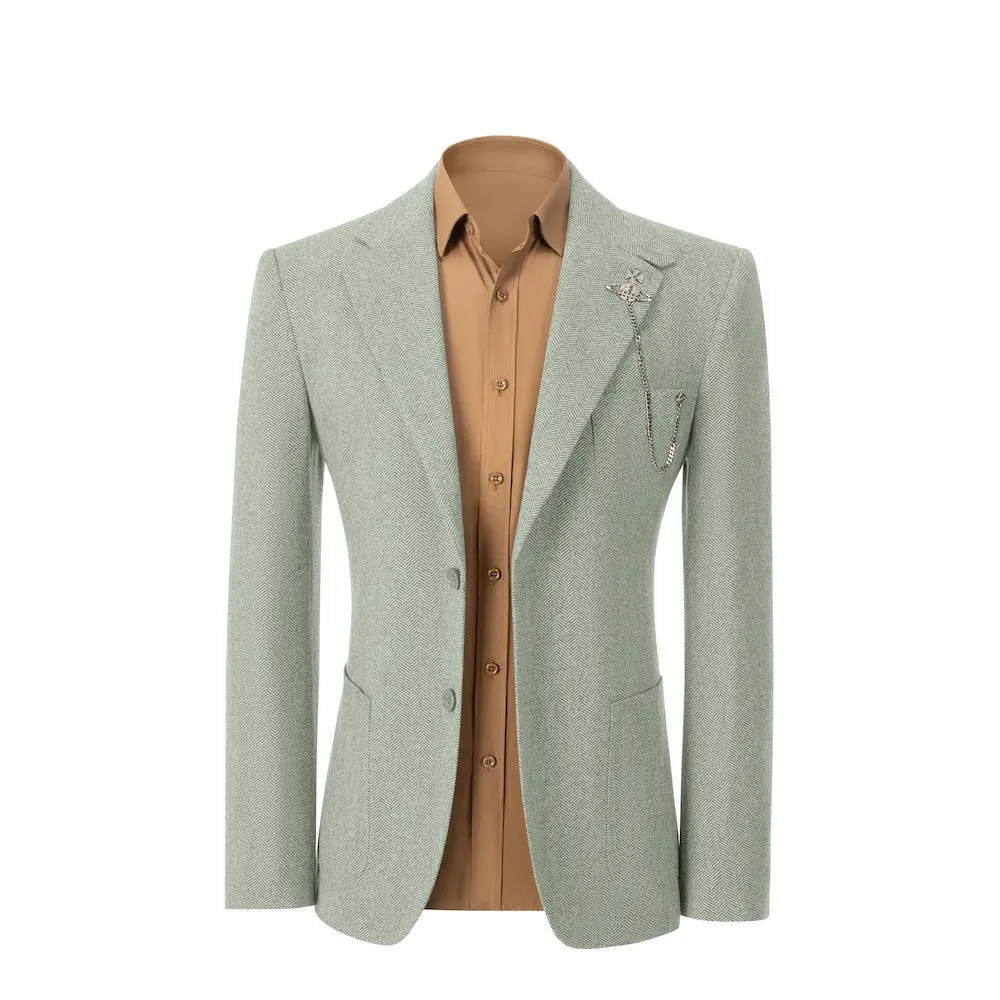 Simple Winter Tweed Herringbone 2 Pieces Mens Suits 2784