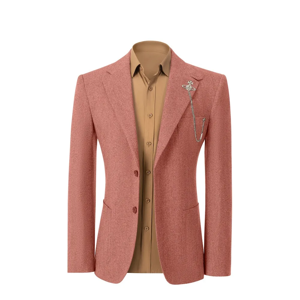 Simple Winter Tweed Herringbone 2 Pieces Mens Suits 2784