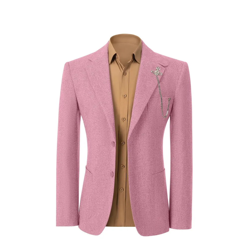 Simple Winter Tweed Herringbone 2 Pieces Mens Suits 2784