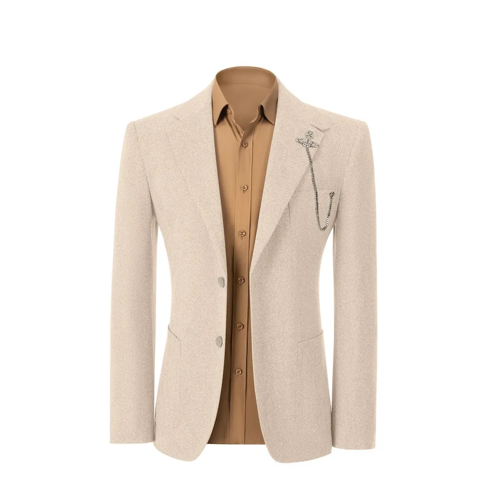 Simple Winter Tweed Herringbone 2 Pieces Mens Suits 2784